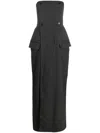 Ioana Ciolacu Pinstripe-pattern Bandeau-style Maxi Dress In Black