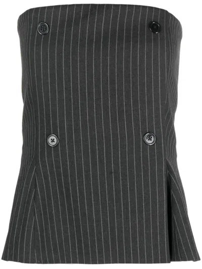 Ioana Ciolacu Pinstripe-pattern Bandeau Top In Black
