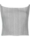 Ioana Ciolacu Pinstripe-print Off-shoulder Bustier Top In Grey