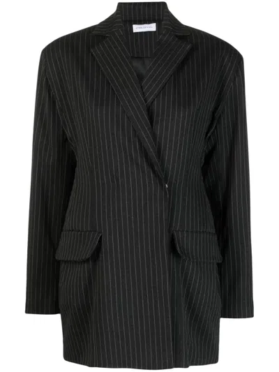 Ioana Ciolacu Pinstripe-print Wool Blazer In Schwarz