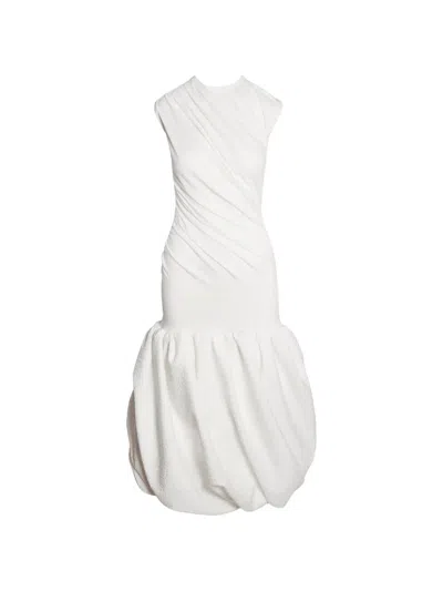 Ioana Ciolacu Ripple Balloon Midi Dress In White
