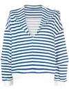 Ioana Ciolacu Sailor-collar Striped Top In Blue