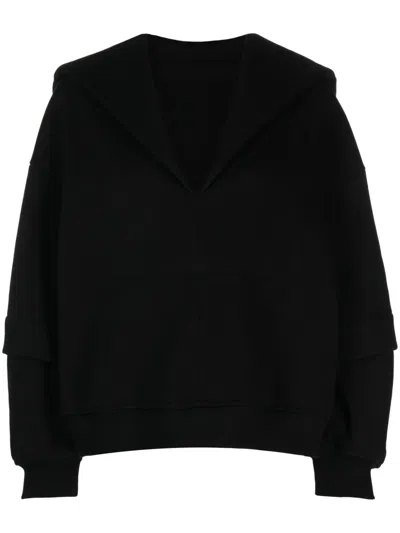 Ioana Ciolacu Sailor-collar V-neck Top In Blk Black