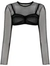 Ioana Ciolacu Semi-sheer Construction Cropped Top In Black