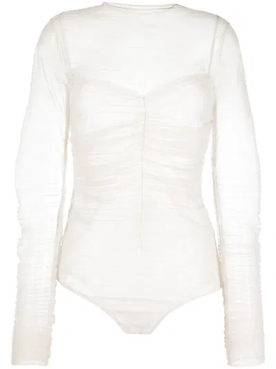 Ioana Ciolacu Semi-sheer Long-sleeved Body In Neutrals
