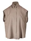 Ioana Ciolacu Sleeveless Panelled Shirt In Brown