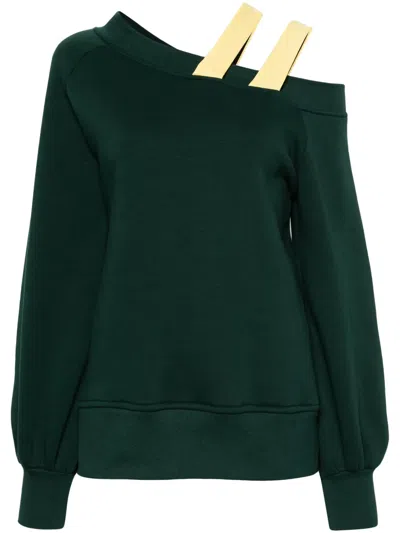 Ioana Ciolacu Sonia Off-shoulder Sweatshirt In Green