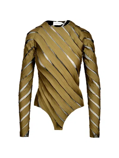 Ioana Ciolacu Spiral Bodysuit In Green