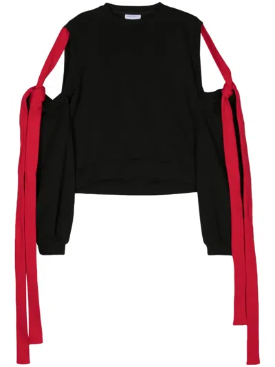 Ioana Ciolacu Stamp Cold-shoulder Sweatshirt In 黑色