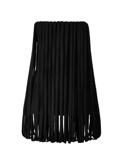 Ioana Ciolacu Strapless Fringed Corset Top In Black