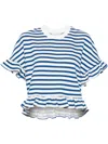 Ioana Ciolacu Striped Peony Ruffled Sweatshirt In White