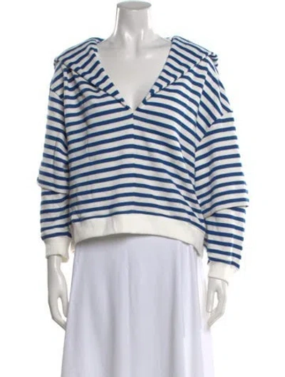 Pre-owned Ioana Ciolacu Striped V-neck Sweatshirt W/ Tags In Blue