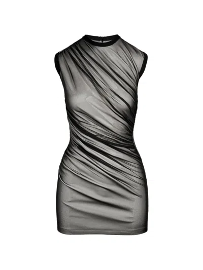 Ioana Ciolacu Swirl Ruched Mini Dress In Black