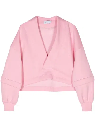 Ioana Ciolacu V-neck Long-sleeve Sweatshirt In 粉色