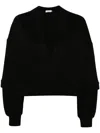 Ioana Ciolacu V-neck Cotton-blend Sweatshirt In Black