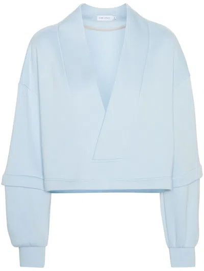 Ioana Ciolacu V-neck Cotton-blend Sweatshirt In Blue