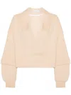 Ioana Ciolacu V-neck Cotton-blend Sweatshirt In Neutrals
