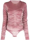 Ioana Ciolacu Velvet-effect Gathered-detail Body In Pink