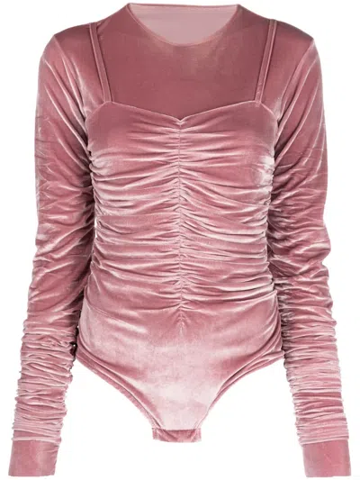 Ioana Ciolacu Velvet-effect Gathered-detail Body In Pink