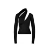 Ioana Ciolacu Hug Asymmetric Neckline Bodysuit In Black