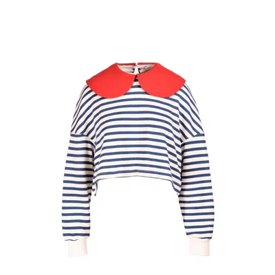 Ioana Ciolacu Women's Blue / White Striped Orchid Sweatshirt In Multi