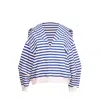 Ioana Ciolacu Women's White / Blue White & Navy Striped V-neck Capeshirt In White/blue