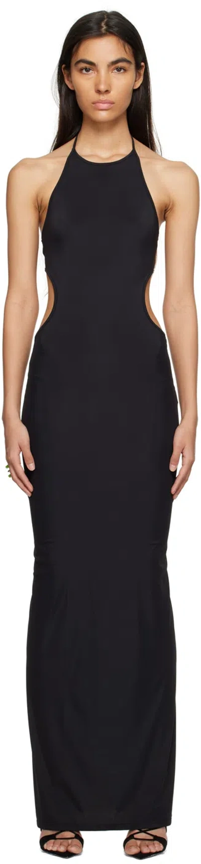 Ioannes Black Halter Neck Maxi Dress