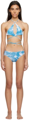 Ioannes Blue & White Tie Bikini In Blue/white