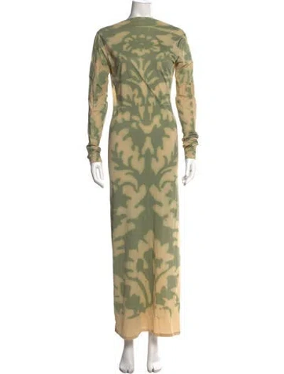 Pre-owned Ioannes Camouflage Print Long Dress In Green