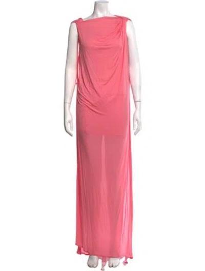 Pre-owned Ioannes Off-the-shoulder Long Dress In Pink