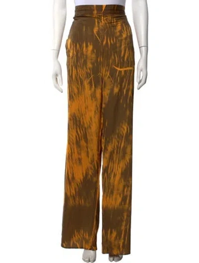 Pre-owned Ioannes Tie-dye Print Wide Leg Pants In Brown