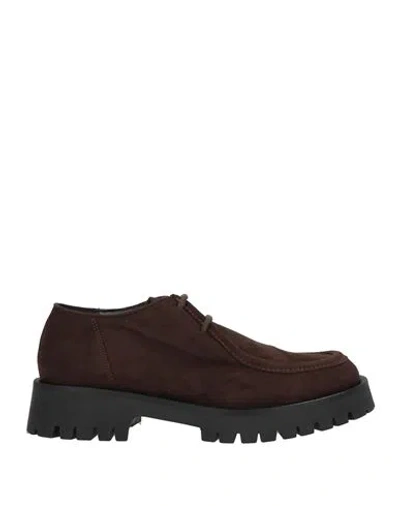 Iodea Woman Lace-up Shoes Dark Brown Size 10 Textile Fibers