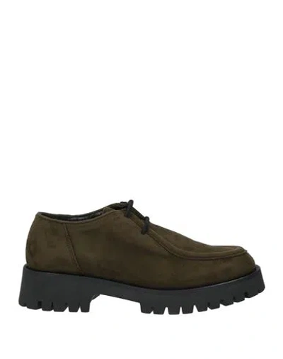 Iodea Woman Lace-up Shoes Military Green Size 7 Textile Fibers