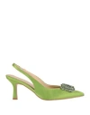Iodea Woman Pumps Green Size 8 Textile Fibers In Green