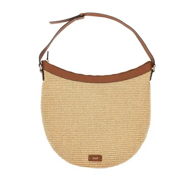Ioef Leather And Raffia 'maxi Lula' Bag In Brown