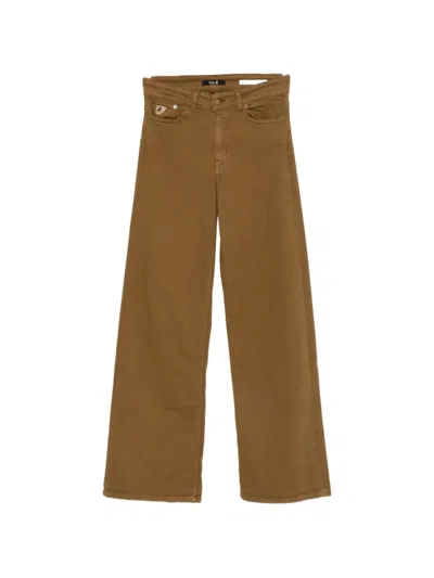 Iois Logo-patch Wide-leg Jeans In Brown