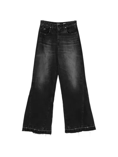 Iois Skater Flare Distressed Flared Jeans In Black