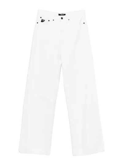 Iois Skater Loose Jeans In White Cotton Denim In Black