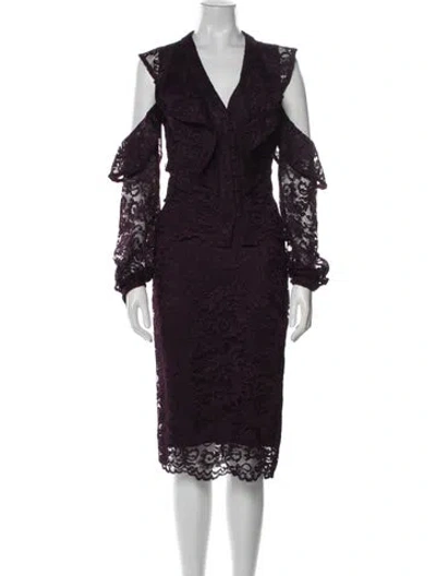 Pre-owned Iorane Lace Lace Pattern Skirt Set In Purple