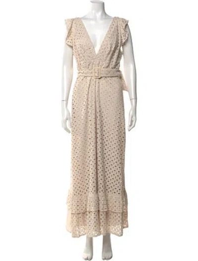 Pre-owned Iorane Lace Pattern Long Dress In Neutral