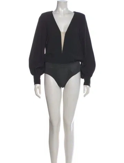Pre-owned Iorane V-neck Long Sleeve Bodysuit In Black