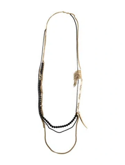 Pre-owned Iosselliani Crystal & Bead Multistrand Necklace, 46" In Black
