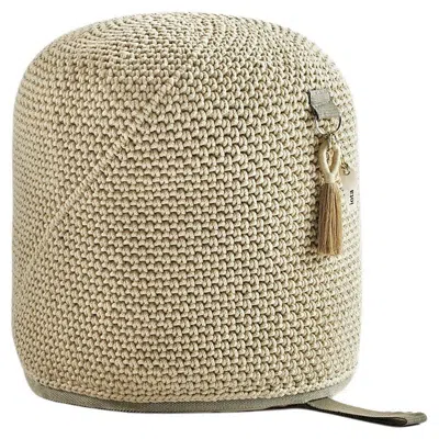 Pre-owned Iota 21st Century Asian Brown Beige Outdoor-indoor Handmade Single Seat Pouf