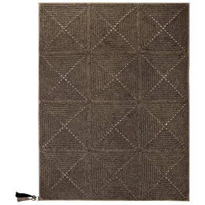 Pre-owned Iota 21st Century Asian Brown Black Outdoor Indoor Small Handmade Rug