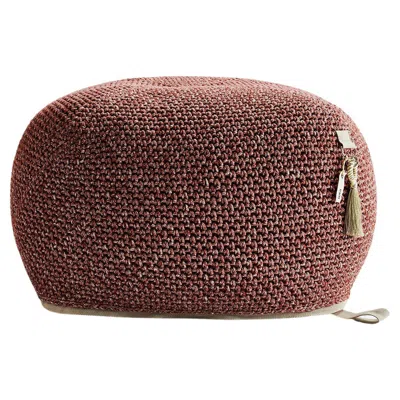 Pre-owned Iota 21st Century Asian Clay Beige Outdoor Indoor Handmade Pouf In Brown