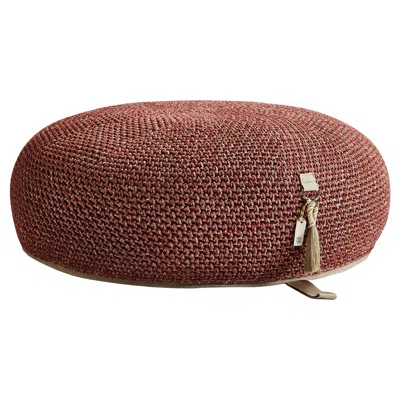 Pre-owned Iota 21st Century Asian Clay Outdoor Indoor Handmade Round Pouf In Brown
