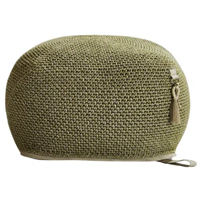 Pre-owned Iota 21st Century Asian Green Olive Outdoor Indoor Handmade Pouf