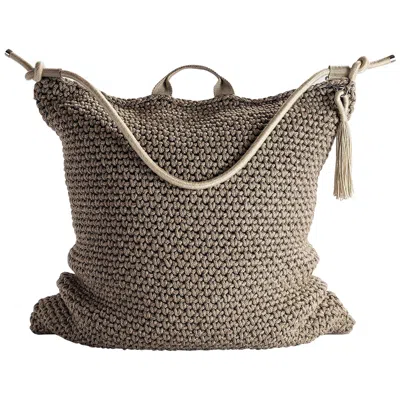 Pre-owned Iota 21st Century Asian Mocha Color Outdoor Indoor Handmade Bag Cushion In Gray