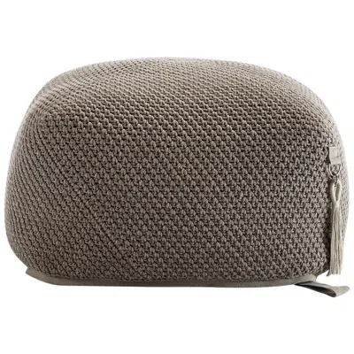 Pre-owned Iota 21st Century Asian Mocha Color Outdoor Indoor Handmade Pouf In Gray