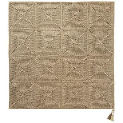 Pre-owned Iota 21st Century Asian Mocha Outdoor Indoor 200x200 Cm Handmade Crochet Rug In Brown